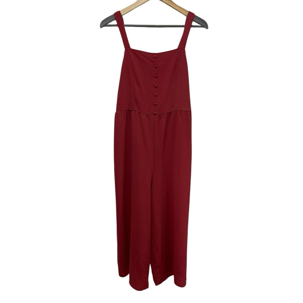 Pink Rose Jumpsuit Cottage Core Bohemian Women's Medium Orange/Red Sleeveless